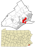 Delaware County Pennsylvania incorporated and unincorporated areas Ridley highlighted